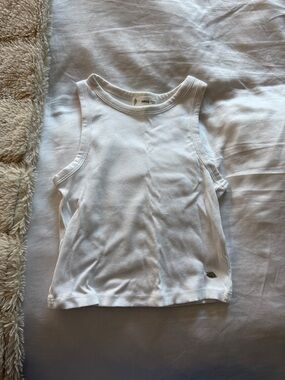Mango White Ribbed Cropped Tank